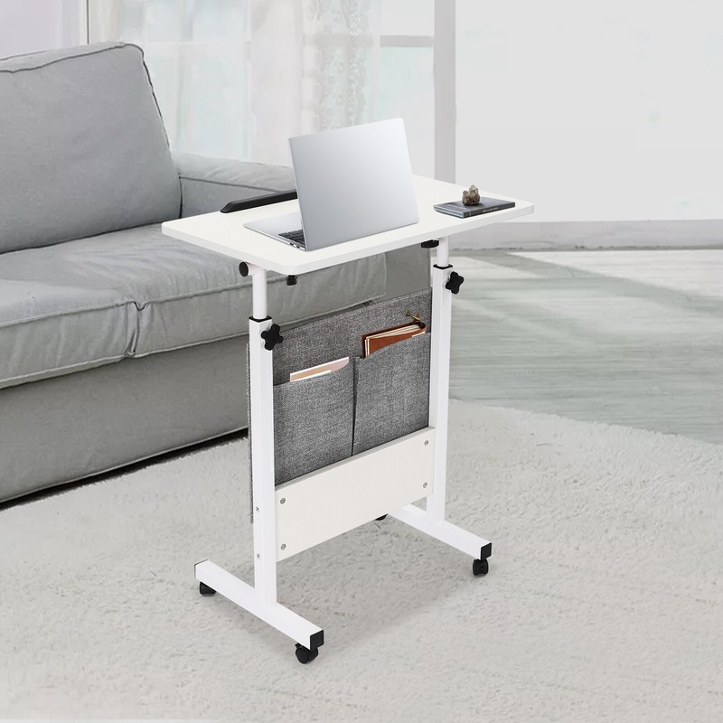 Rolling Laptop Desk Office Computer Table Adjustable Height Stand up w/ Storage gallery