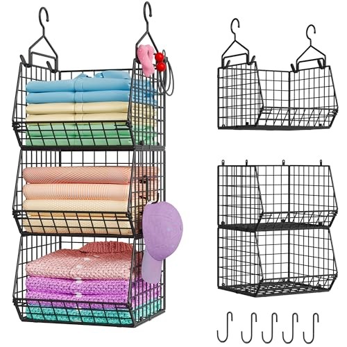 Hanging Storage Organizer for Closet, Laundry & Utility Room | 3-Tier Black gallery