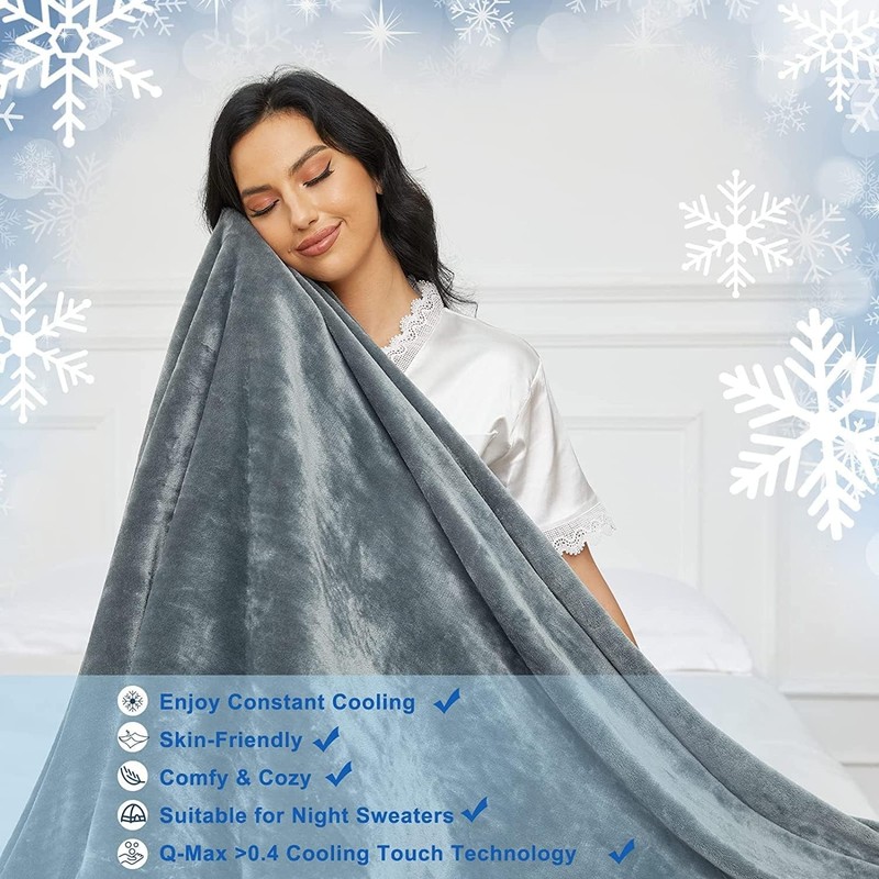Cooling Throw Blanket Double-Sided Soft Bed Blanket for Hot Sleepers 59x79" Gray gallery