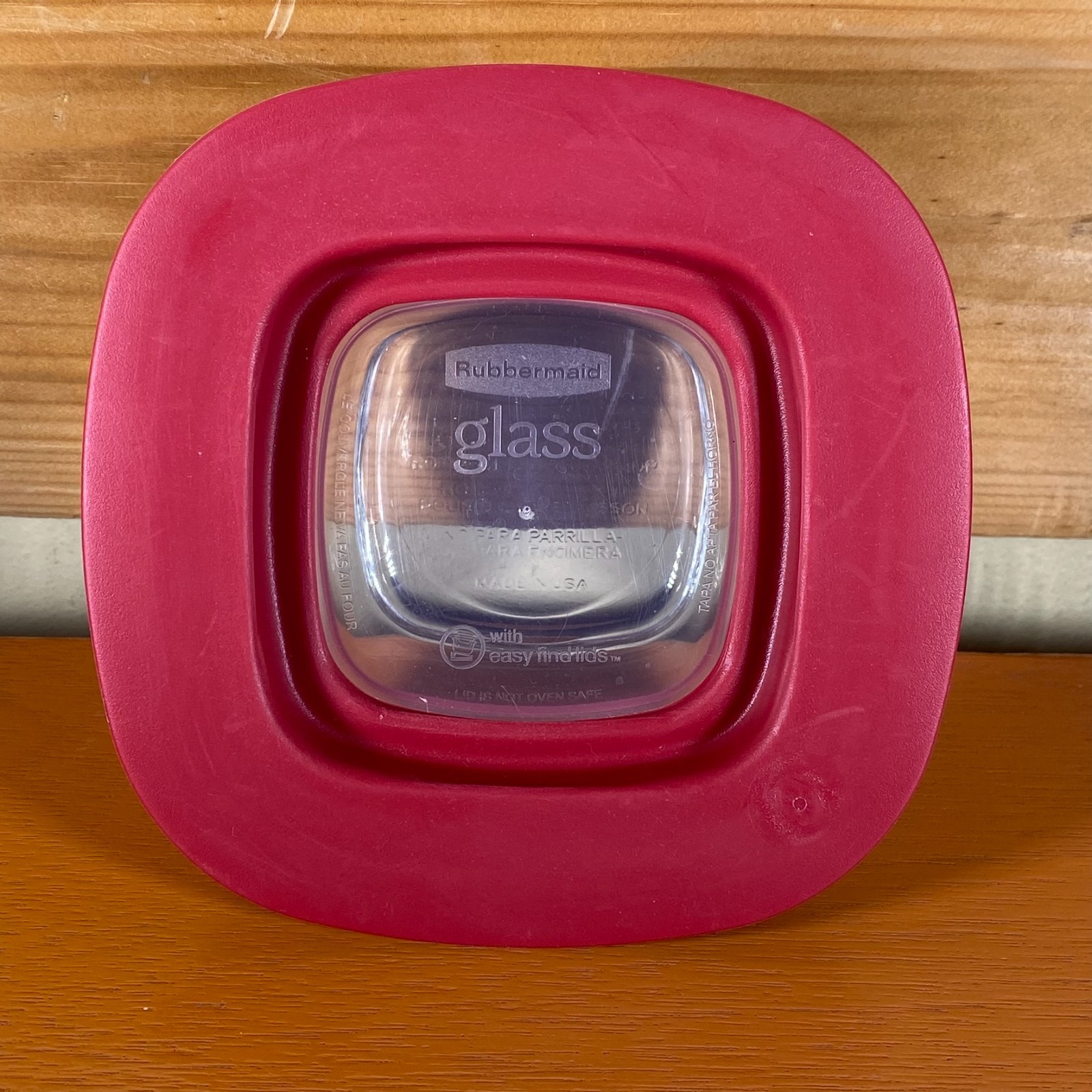 Rubbermaid Square Glass Container 1 cup/236mL 7N68 WITH 2x RED LIDS VTG RARE gallery