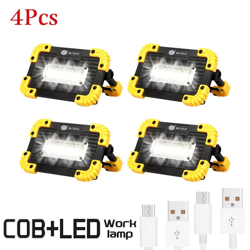 4Pcs LED COB Work Lights Spotlight Floodlight Rechargeable Emergency Flashlight gallery