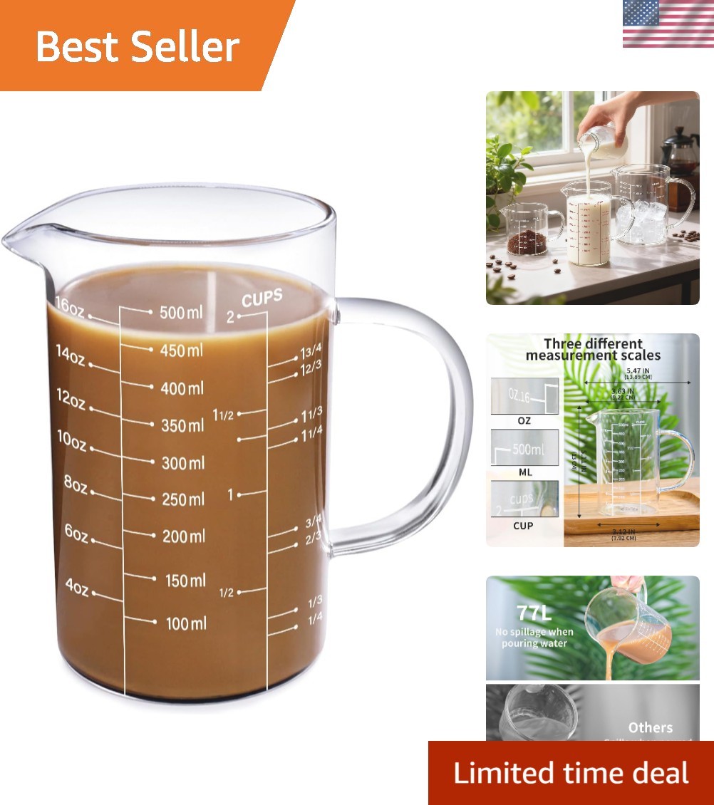 Versatile 500ml Glass Measuring Cup with Accurate Acid-Resistant Scale gallery