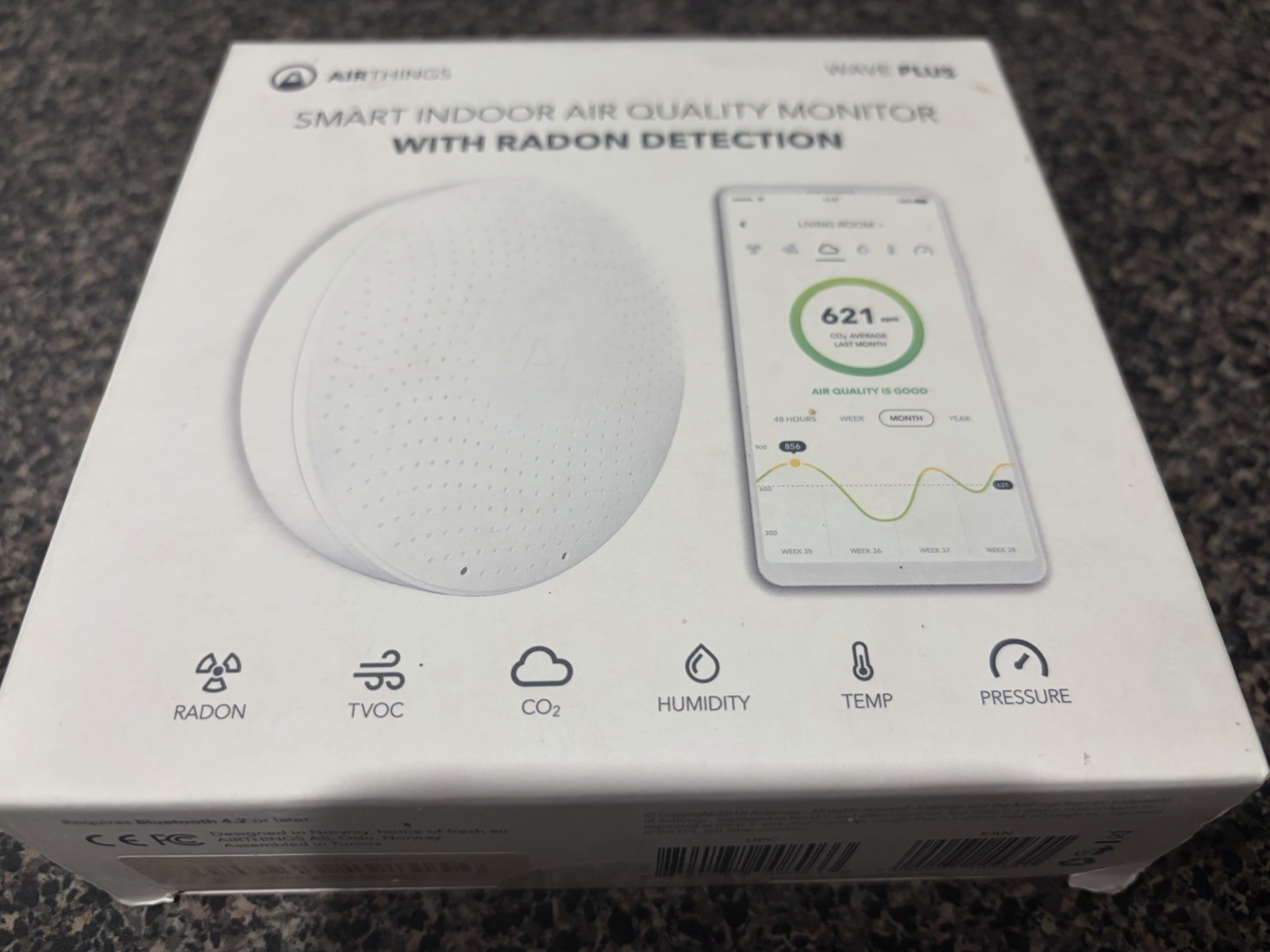Airthings Wave Plus 2930 Smart Indoor Air Quality Monitor W/ Radon Detection gallery