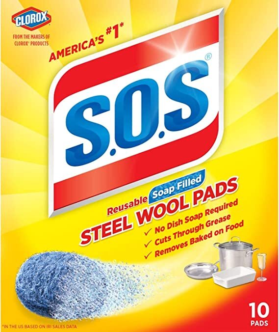 SOS Wool Steel Soap Pads 10 Count - Pack of 6 - Reusable gallery