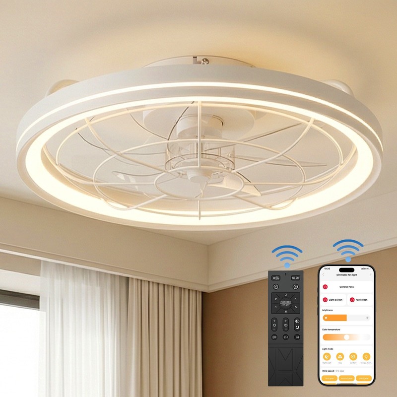 20" Ceiling Fan Light with Lights And Remote, Fandelier Ceiling Fan 3000K-6500K gallery