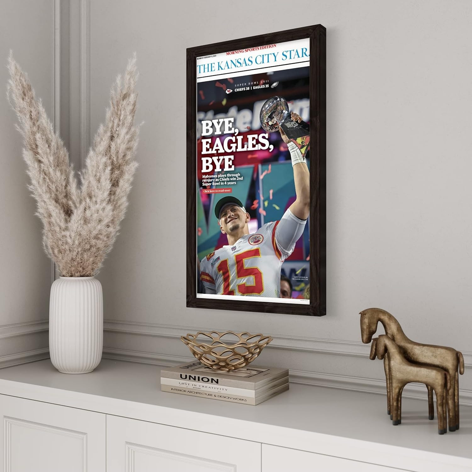 Rich Brown 12x22 Newspaper Frame with UV Protection & Acid-Free Backing gallery