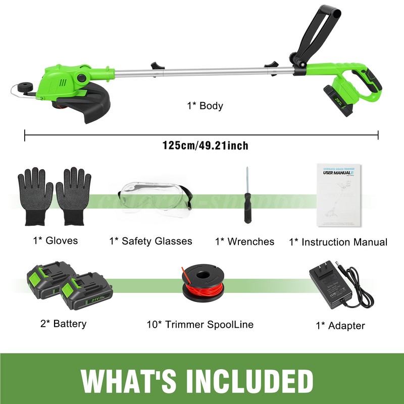 Electric Cordless Grass String Trimmer Lawn Edger Weed Wacker Cutter & 2 Battery gallery