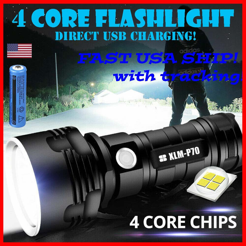 Rechargeable Super Bright USB Flashlight LED Military Tactical Police Torch gallery
