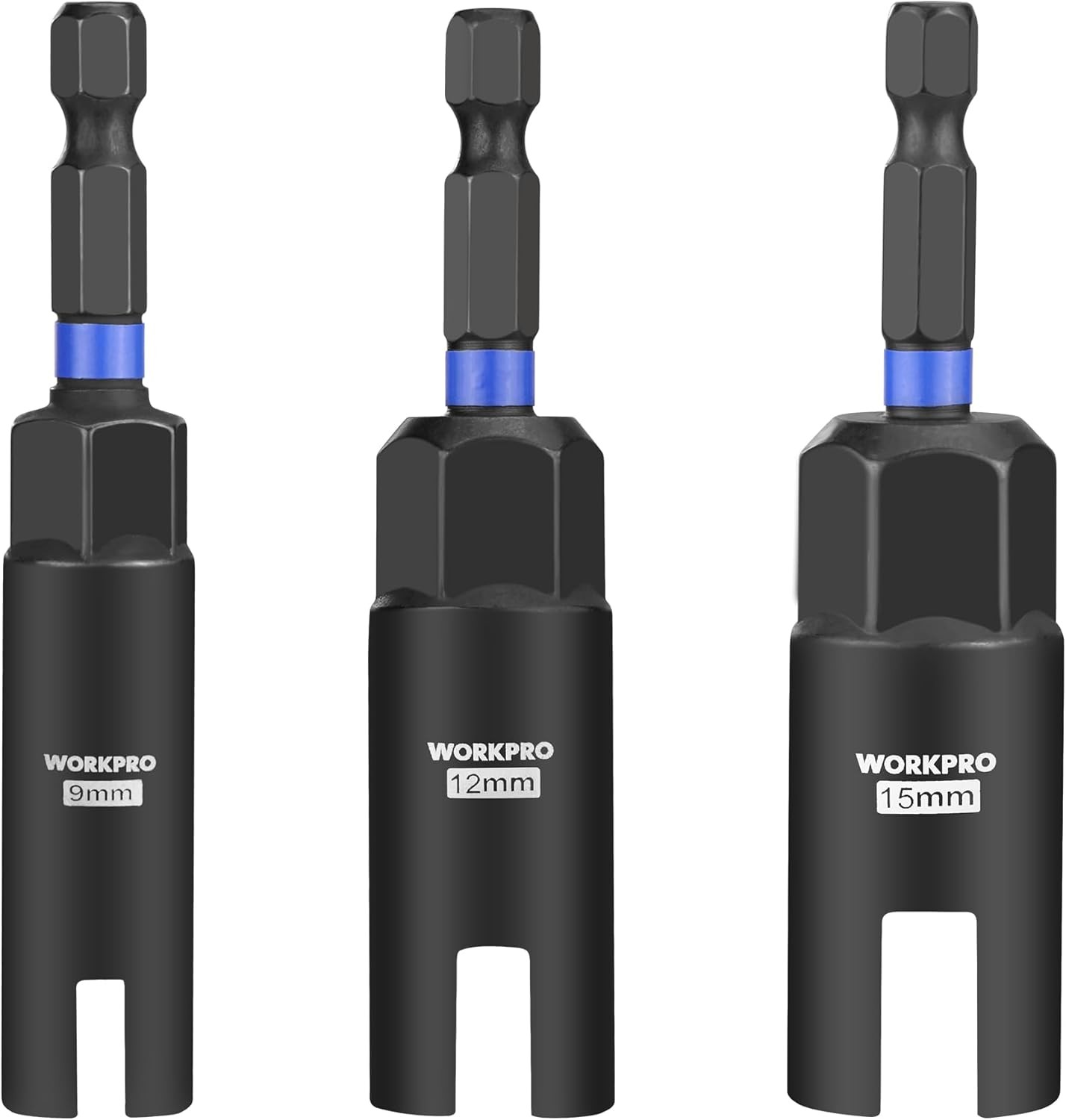 WORKPRO Wing Nut Driver Set 3 PCS Compatible 1/4'' Hex Shank 9mm 12mm 15mm New gallery