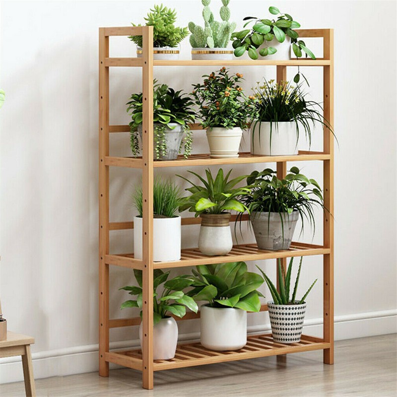 Various Bamboo Plant Stand Rack Multi Wood Shelves Bonsai Flower Display Storage gallery