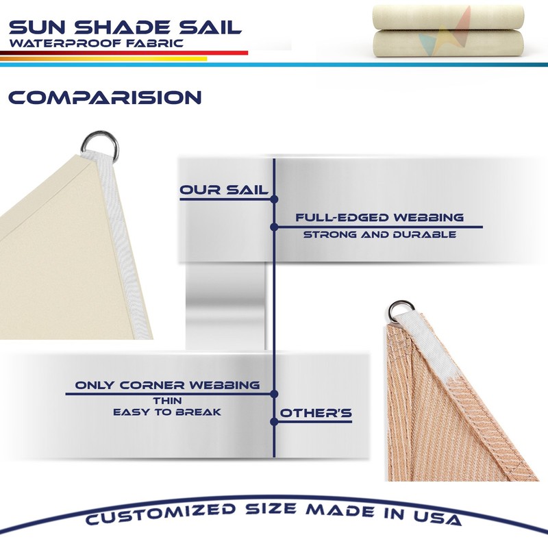 Beige 5-24FT Triangle Waterproof Sun Shade Sail Garden Pool Patio Cover gallery