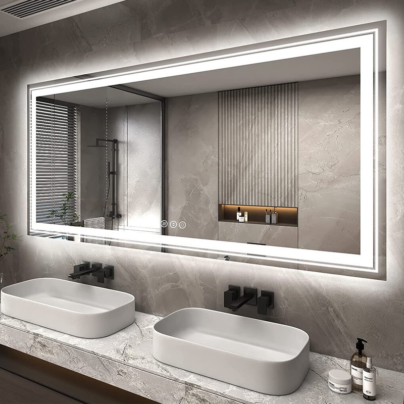 63in Oversize Ultra Bright Lighted Bathroom Vanity Mirror Defog Energy Saving gallery