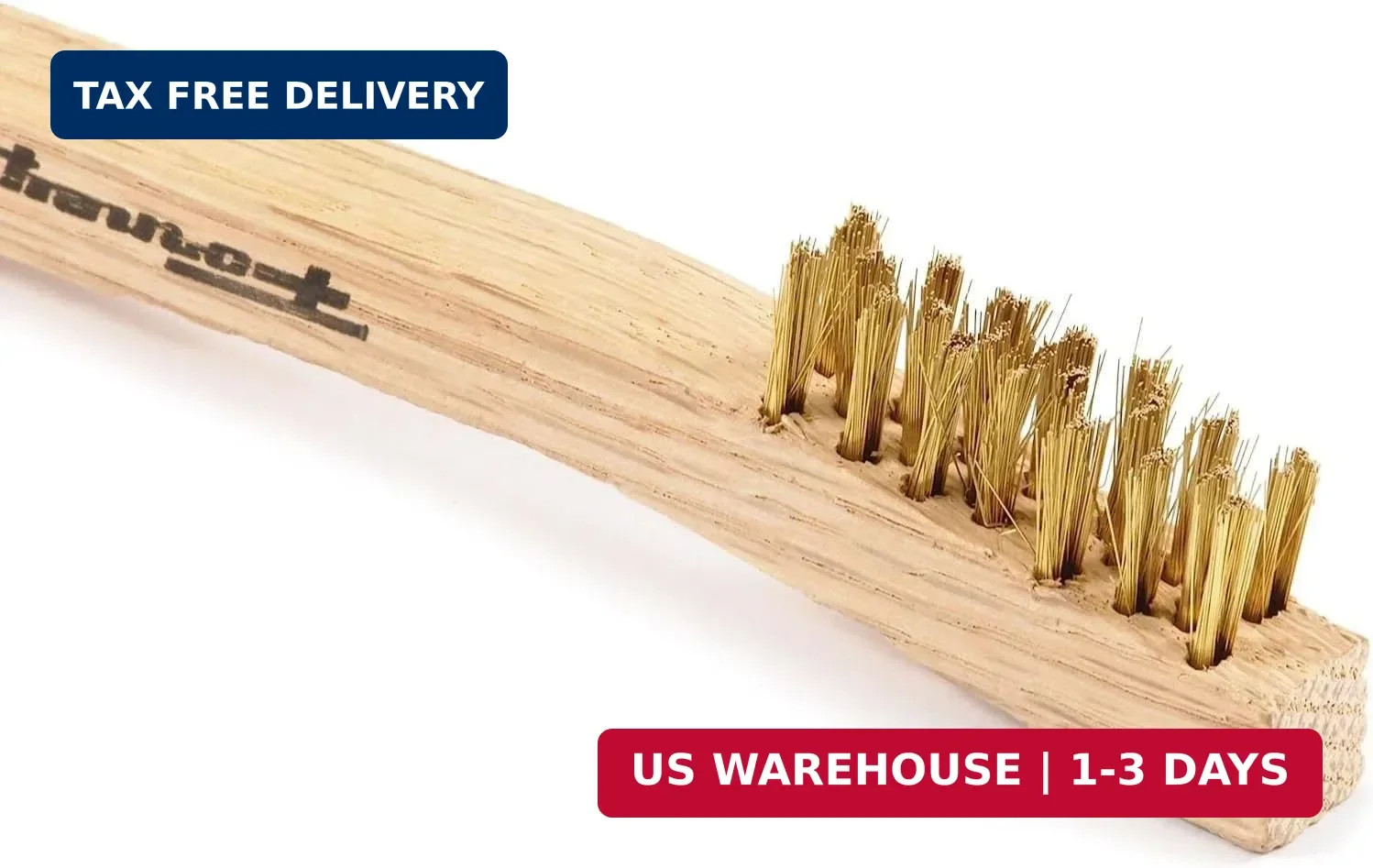 Forney 70490 Wire Scratch Brush, Brass with Wood Handle, 7-3/4-Inch-by-.006-Inch gallery