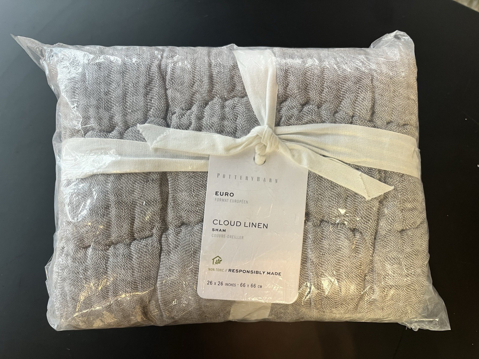 1 Pottery Barn Cloud Linen Quilted Euro Pillow Sham One Sham Handcrafted NEW gallery
