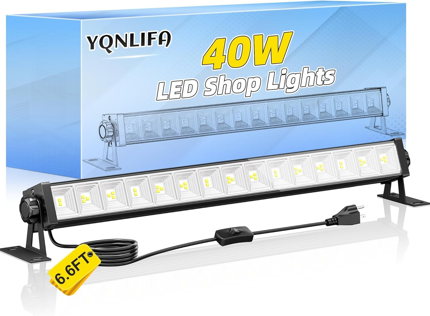 40W LED Shop Lights, 5400LM 6000K Plug in Garage Lights with 6.6FT Power Cord, W gallery