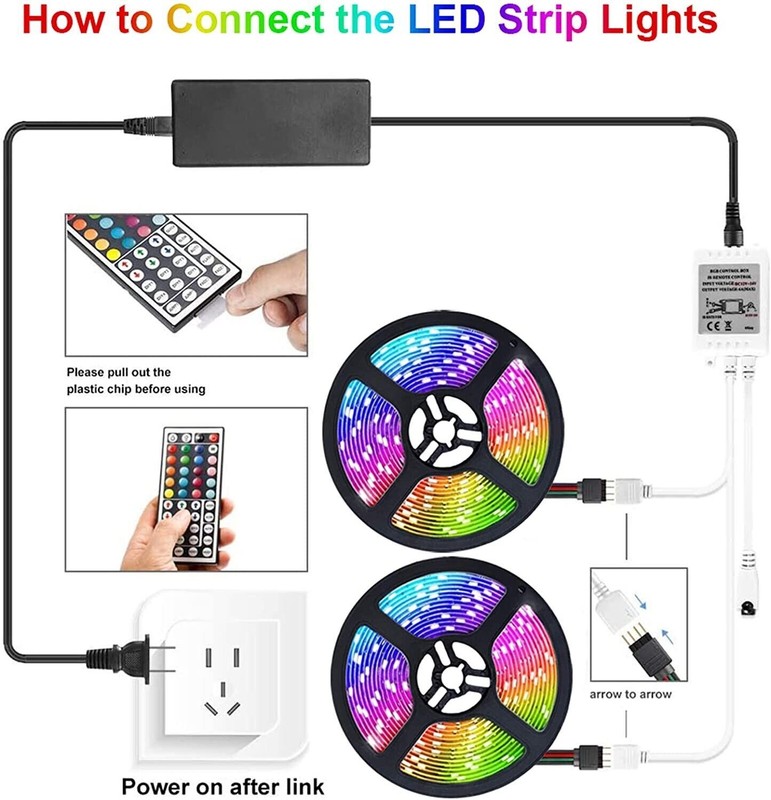 32ft LED Strip Lights Remote Control Bedroom Waterproof for Indoor Outdoor Use gallery