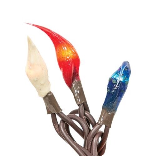 NEW PRIMITIVE AMERICANA SILICONE BULB LIGHT STRAND RED WHITE BLUE Bulbs 35 Ct gallery
