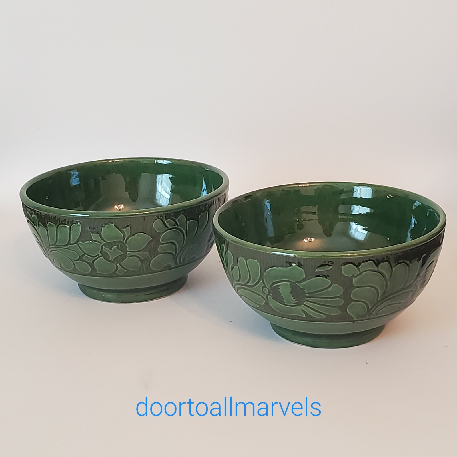 Hand Made Pottery Planter Signed VTG Transylvania Green (2) gallery