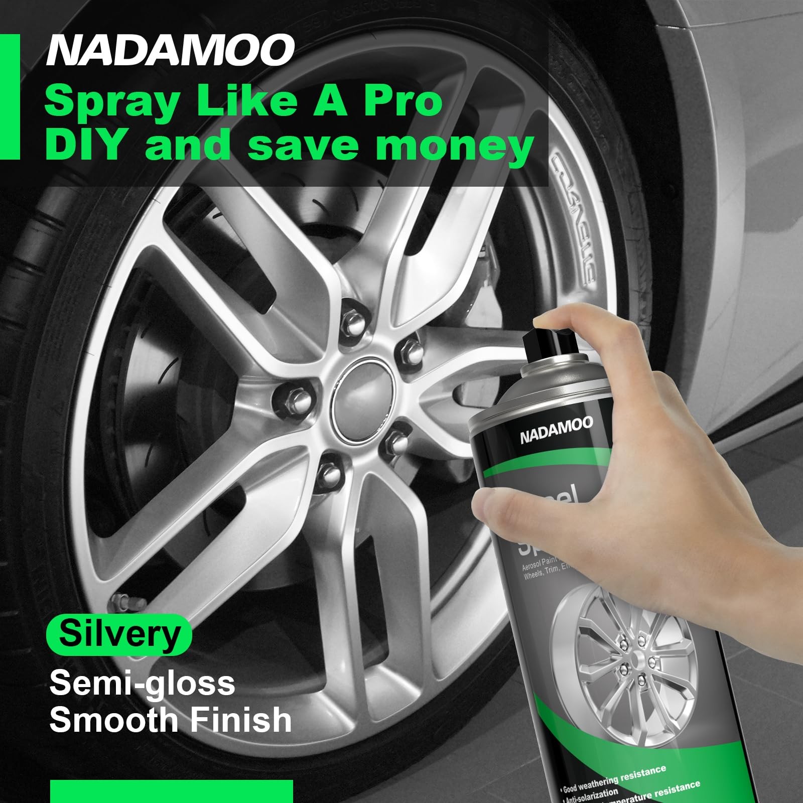 Aluminum Wheel Spray Paint Semi-gloss Aerosol Car Rim Paint for Recolor and P... gallery