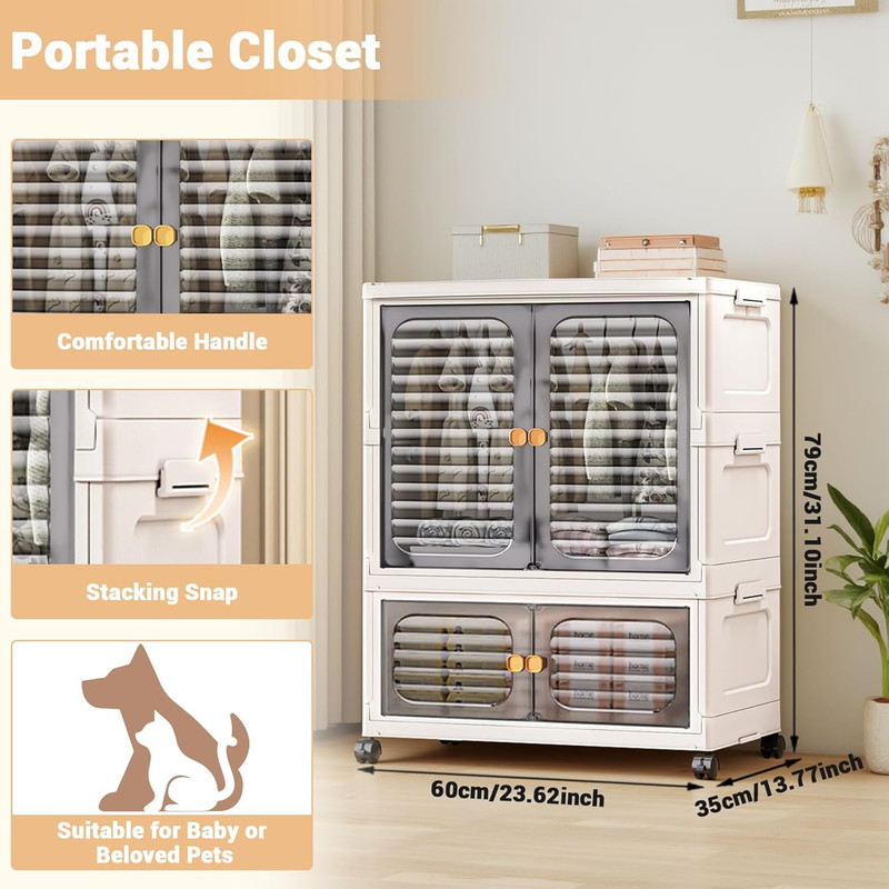 Stackable Storage Bins, Plastic Collapsible Storage Containers with Doors, Wheel gallery