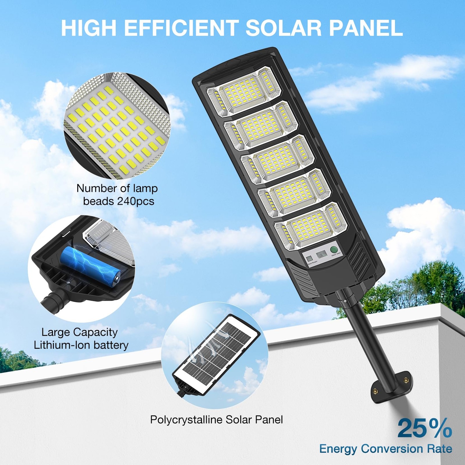 2PCS 540 LEDs 6500K Solar Street Lights Outdoor Dusk to Dawn W/Motion Sensor NEW gallery
