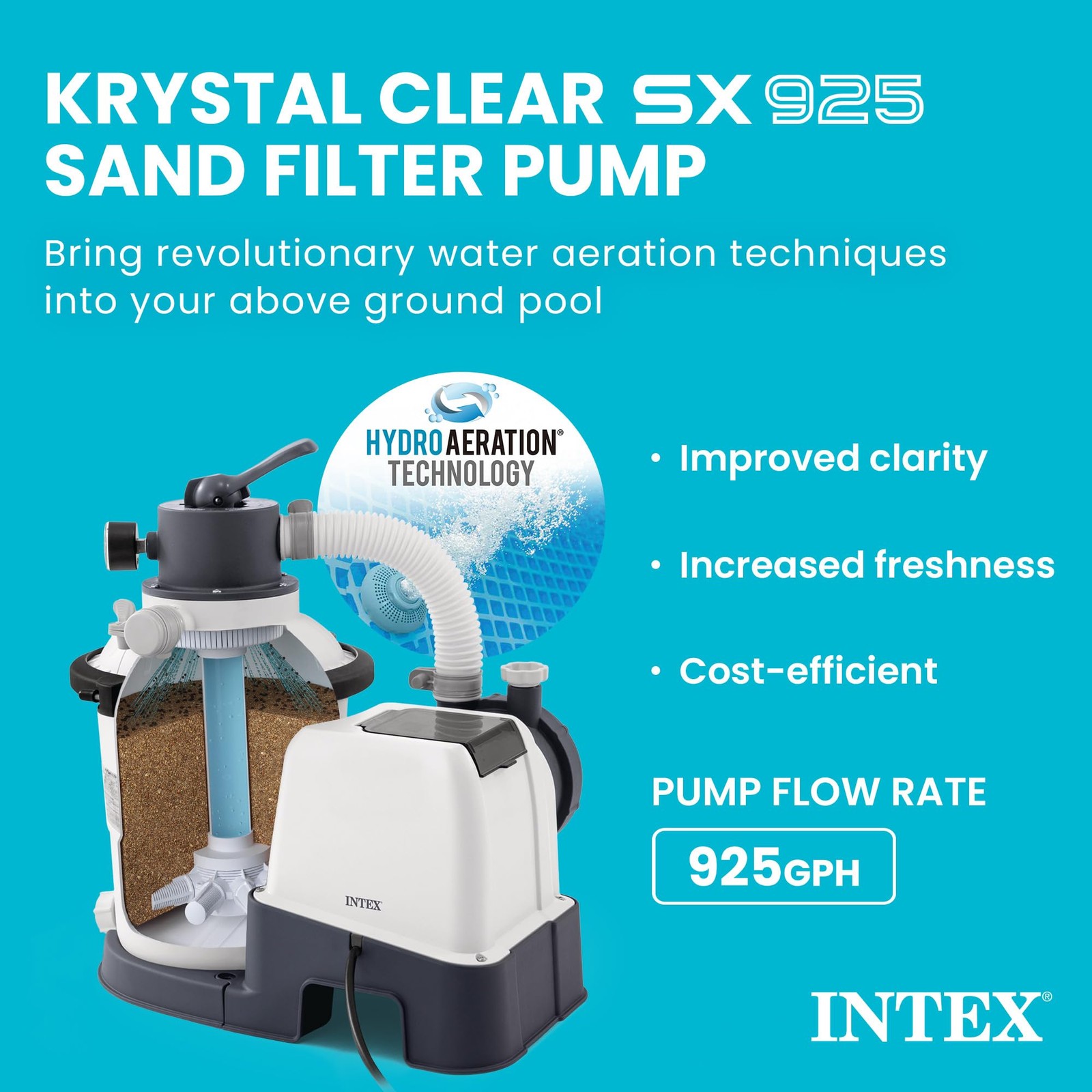 INTEX 925 GPH Krystal Clear Sand Filter Pump for 925 Gallons Per Hour, Gray gallery