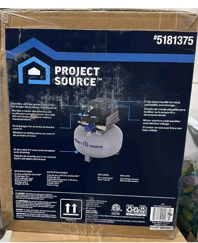 Project Source 3-Gallons Portable 110 PSI Pancake Air Compressor - NEW gallery