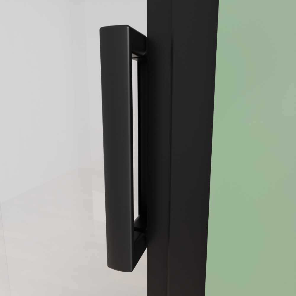 Semi Frameless Folding Shower Door Matte Black Reversible Installation gallery