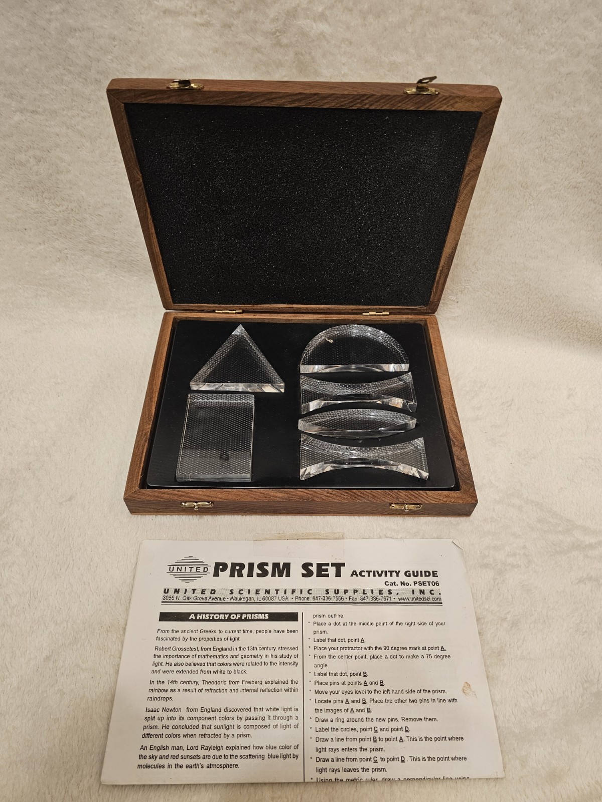 Optical Prism Set PSET06 United Scientific Supplies 6 Piece in Wood Case gallery