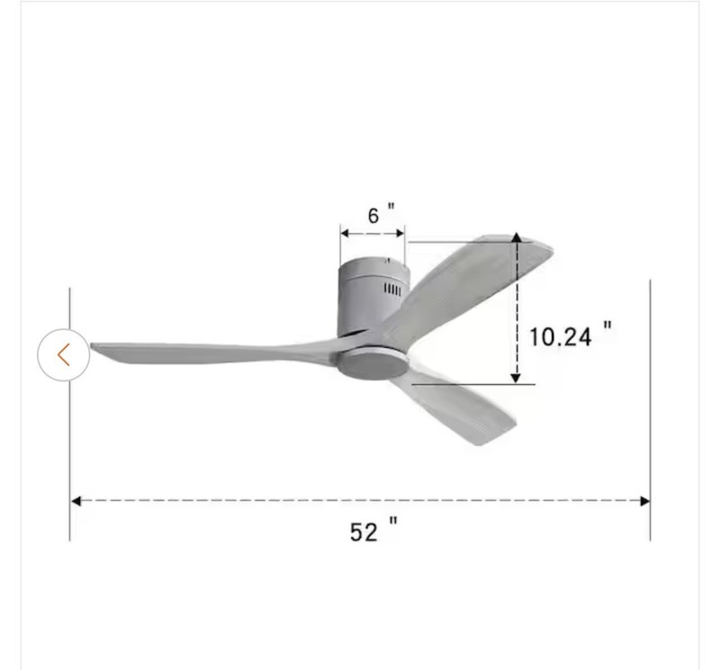 Sofucor 52 in. Indoor/Outdoor Recessed Ceiling Fan 3-Carved Wood Blades, Silver gallery