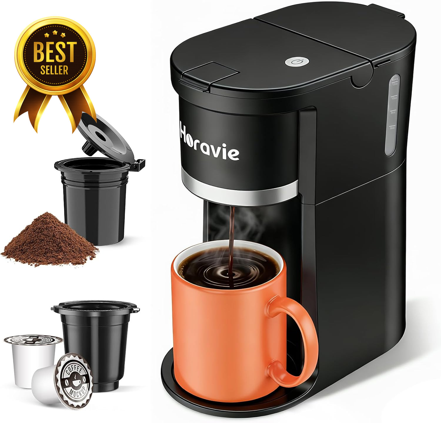 Single Serve Coffee Maker K Cup & Grounds Compatible 6-12oz Fast Brew Black gallery