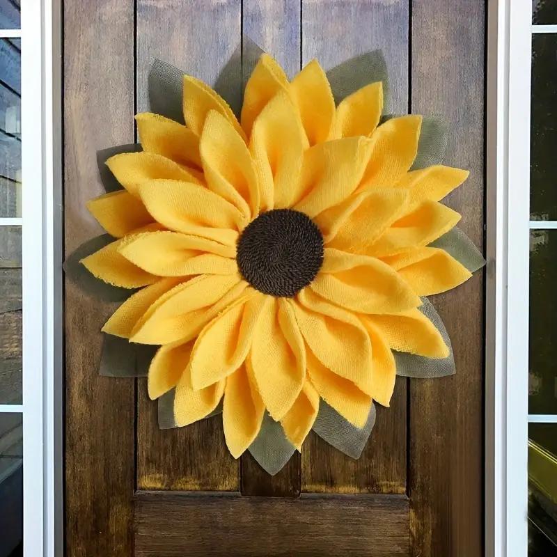 Home Fabric Door Sign Spring Summer Sunflower Wreath Decorative Wall Hanging gallery