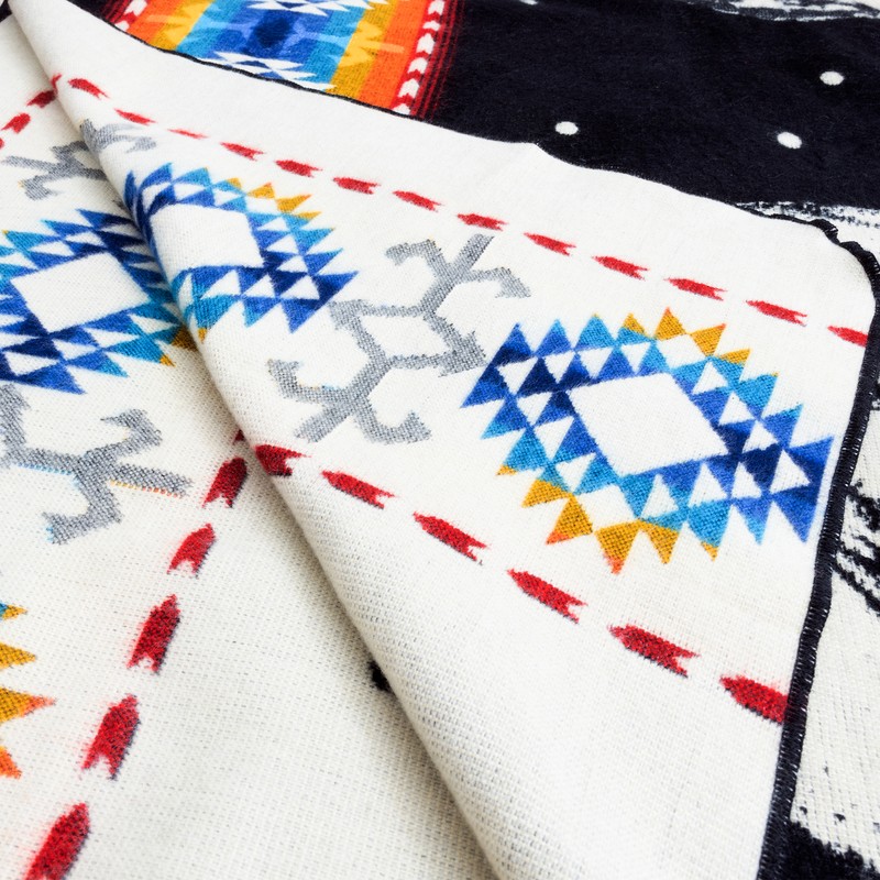 EXTRA LARGE SOFT & WARM ALPACA WOOL BLANKET 79x92" WOLF PATTERN REVERSIBLE gallery