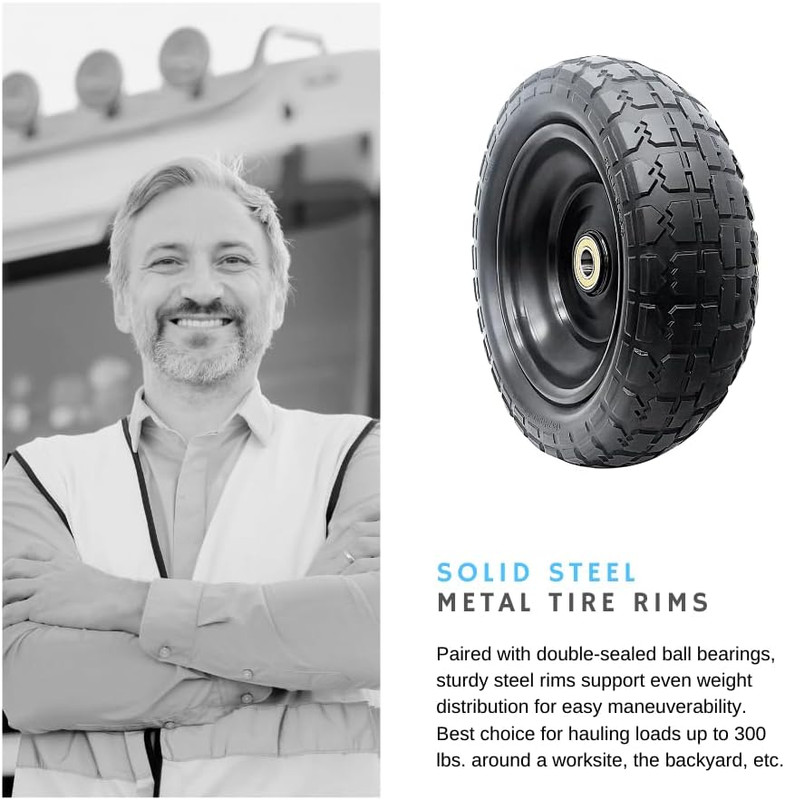 10-Inch Solid Replacement Tire and Wheel 4.10/3.50-4" - Flat Free Tires for Cart gallery