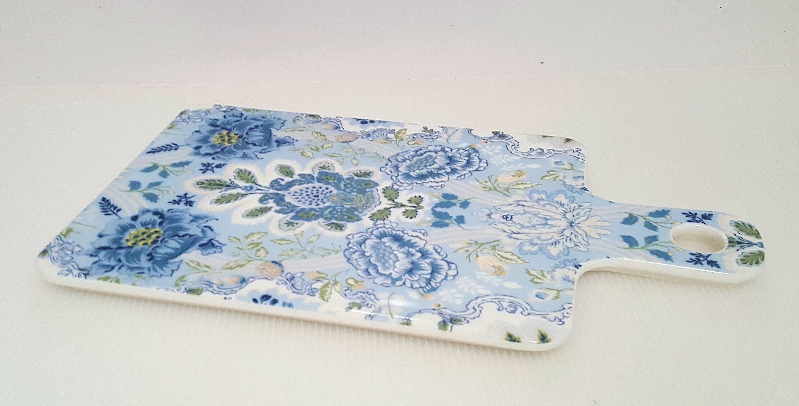 Pottery Barn Kravet Arboretum Cheese Board 14.25" NEW Stoneware Summer Flowers gallery