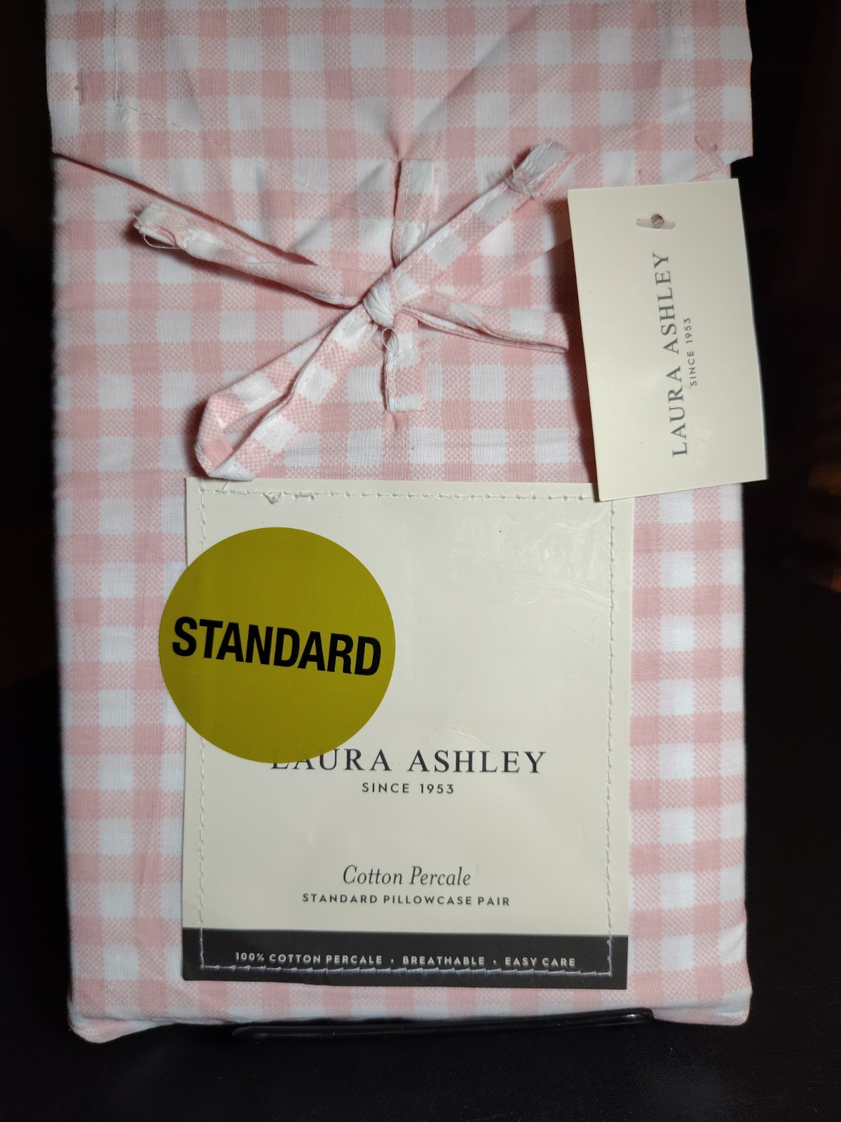Laura Ashley GRACIES GINGHAM PINK STANDARD Pillowcases Set of 2 gallery
