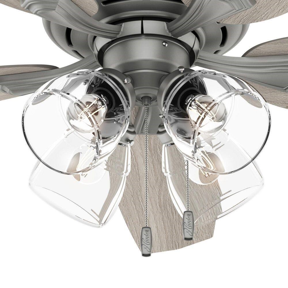 Hunter Fan 52 in Traditional Matte Silver Ceiling Fan with Light and Pull Chain gallery