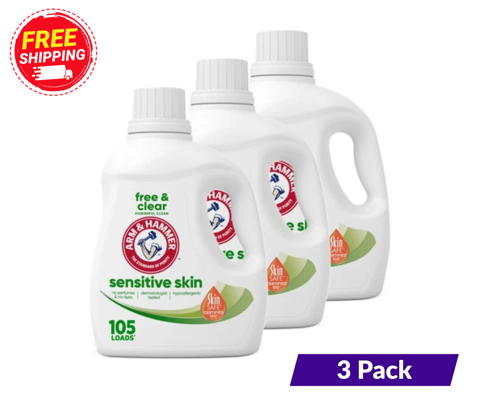 ARM & HAMMER Sensitive Skin Free & Clear Liquid Detergent, 105 fl oz, 105 Loads gallery