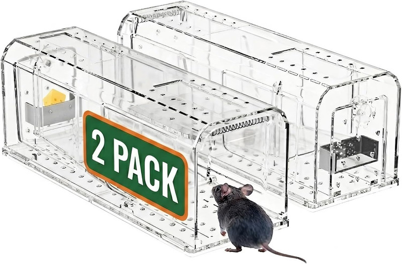 Humane Mouse Traps for Home - Reusable No-Touch Live Catch and Release Rodent Tr gallery
