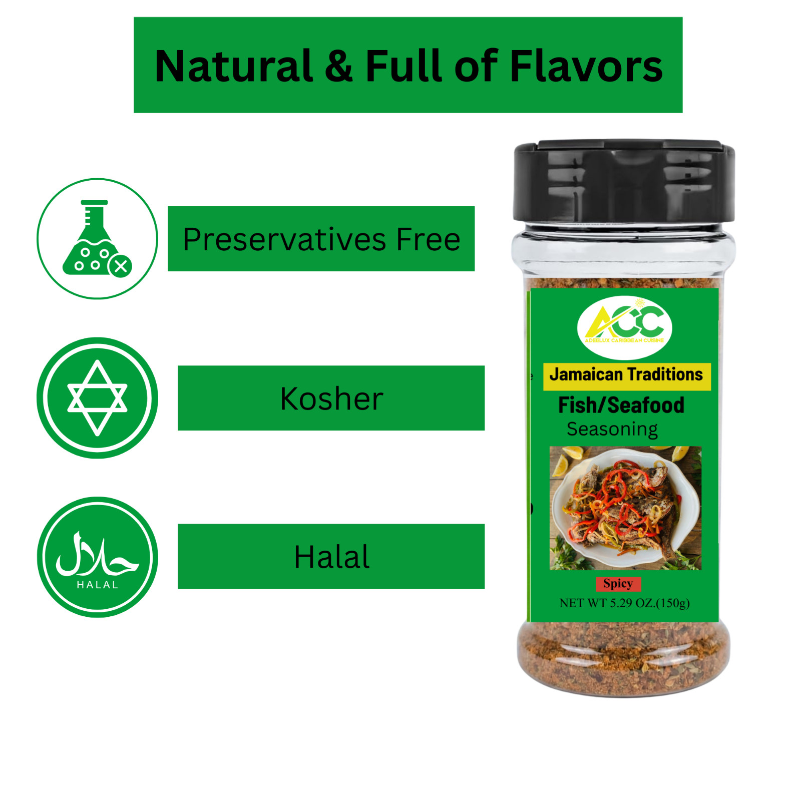 Jamaican Traditions Fish & Seafood Seasoning Spicy 5.29 oz | Hot Caribbean Spice gallery