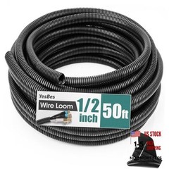 50 FT Wire Loom 1/2 Inch, Split Wire Loom Tubing Wire 1/2″ x 50ft-Black