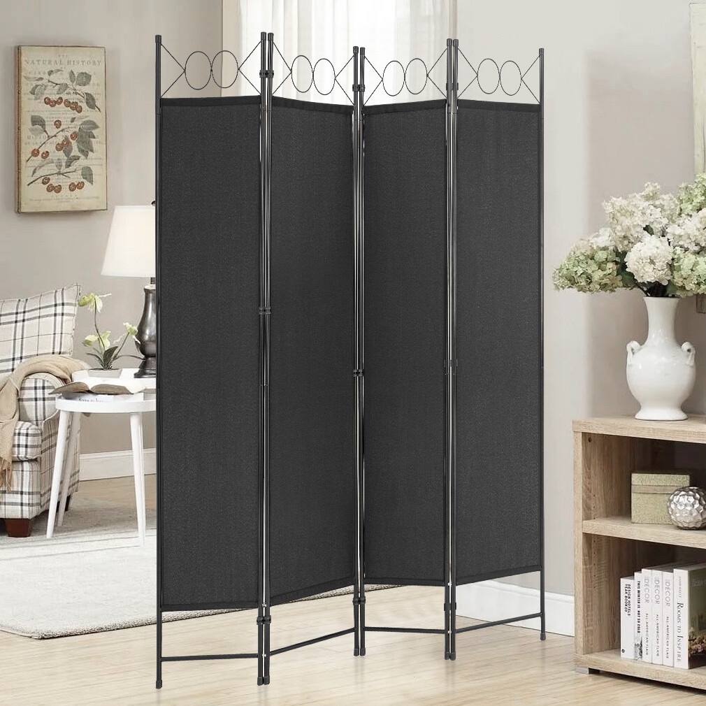 4 Panel Room Divider 6.8FT Steel Frame Screen Folding Privacy Divider Freestand gallery