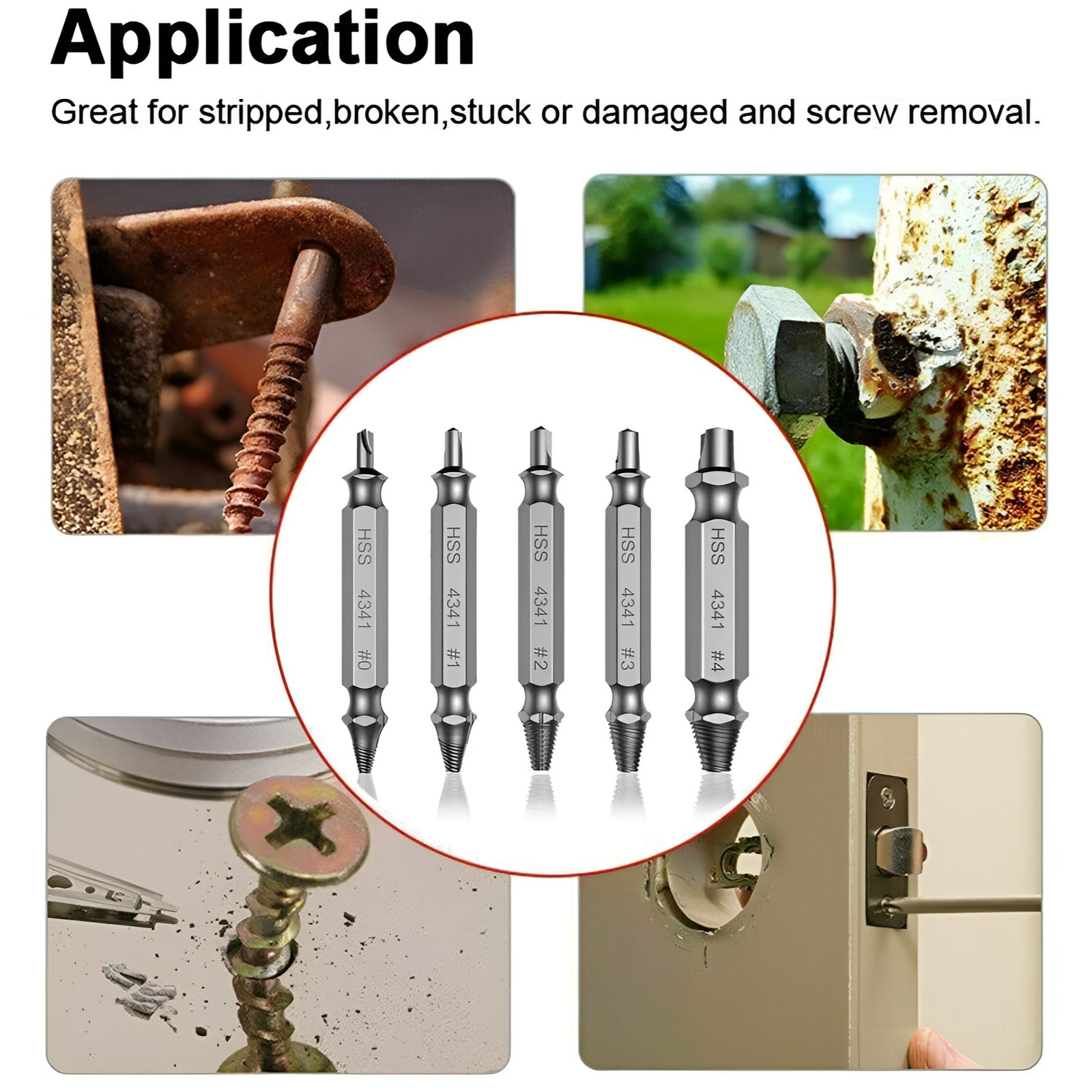 5PCS Damaged Screw Extractor Broken Screws Bolt Stripped Remover Tool Kit US gallery