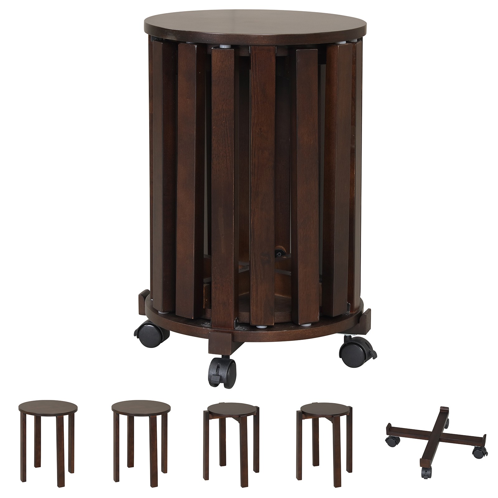 Stackable Stools Set of 4 w/Rolling Base, Locking Casters for Kitchen Apartments gallery