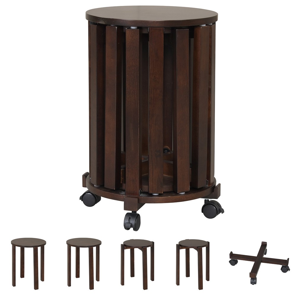 Stackable Stools Set of 4 w/Rolling Base, Locking Casters for Kitchen Apartments