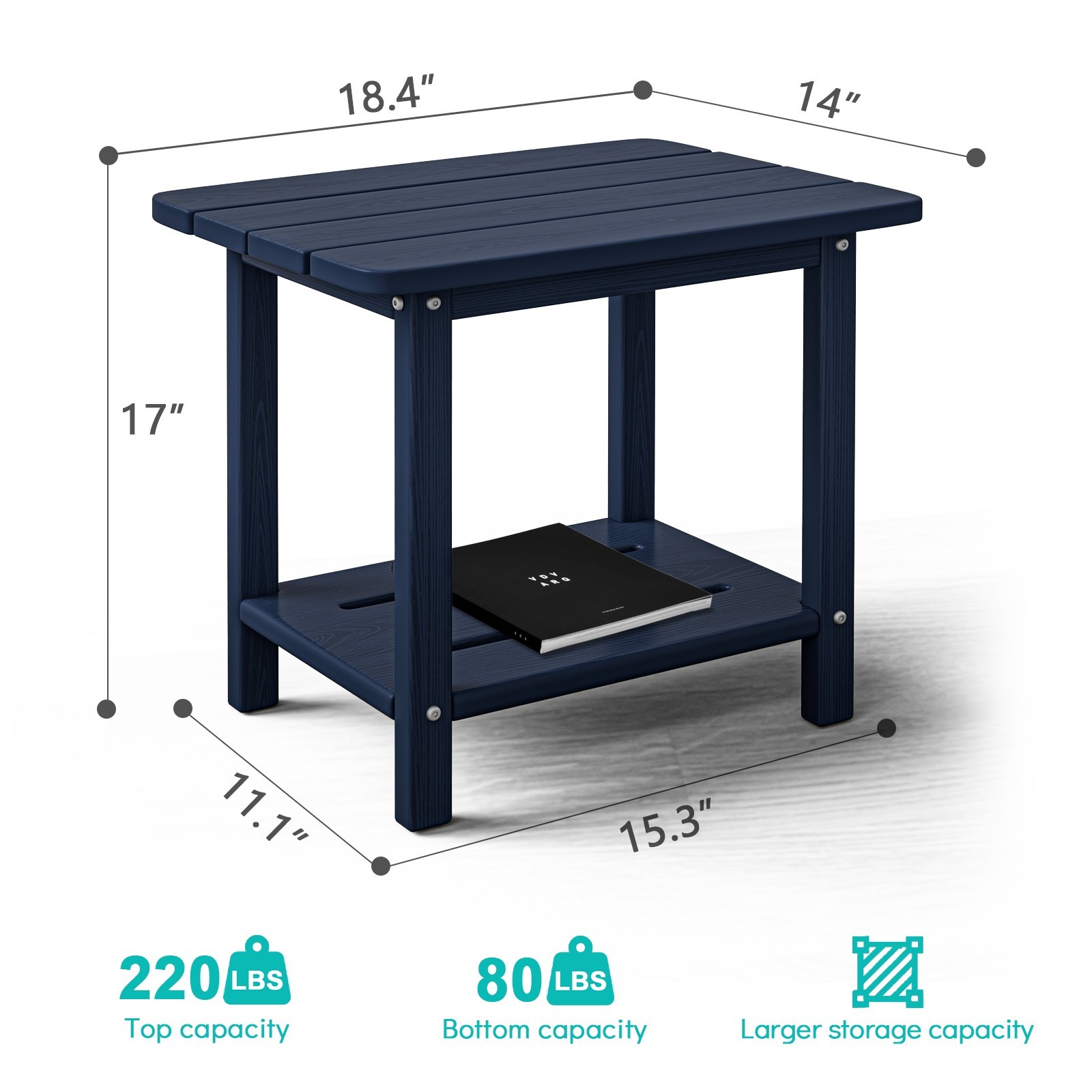 HDPE 2-Tier Outdoor Side Table Patio End Table Weather Resistant gallery