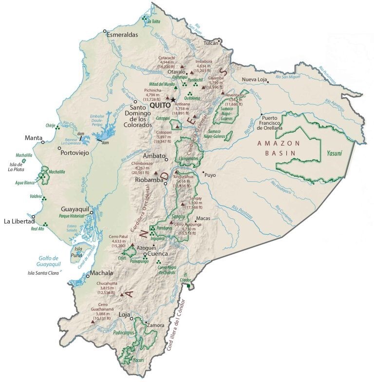 Ecuador Physical Map GLOSSY POSTER PICTURE PHOTO PRINT BANNER 12458 gallery