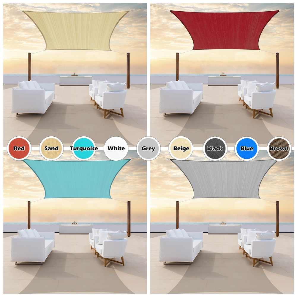 ColourTree Rectangle Square Sun Shade Sail Canopy Fabric Cover Outdoor Patio