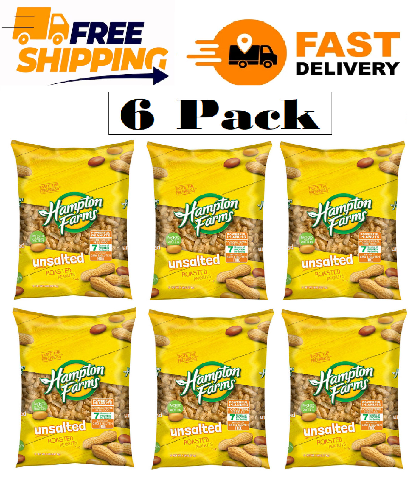 6-pack Hampton Farms Unsalted In-Shell Peanuts (5 lbs.) gallery