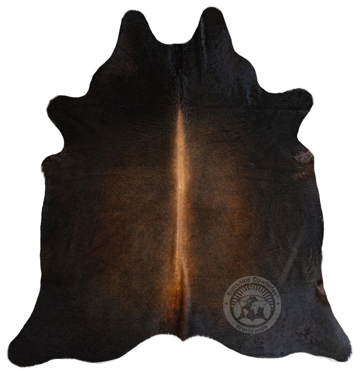 Real Cowhide Rug Dark Brown Orange Spine - Size 6 x 7-8' gallery
